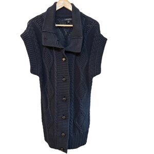 Banana Republic Navy Cable Knit Sleeveless Cardigan